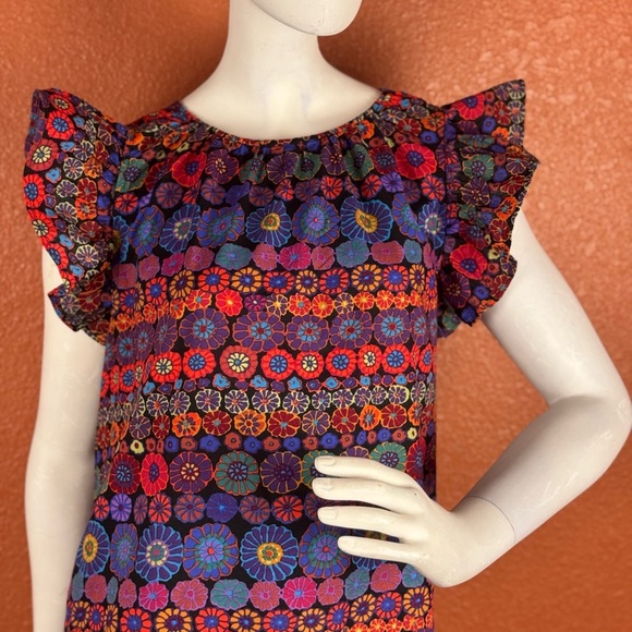 PINCH Floral Print Ruffle Cap Sleeve Midi Dress L.  B29 - Picture 3 of 16